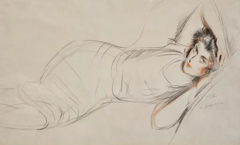 Porträtt av Yvonne Alexandre de Boismartin av Paul César Helleu