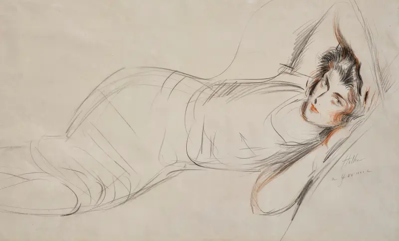 Porträtt av Yvonne Alexandre de Boismartin av Paul César Helleu