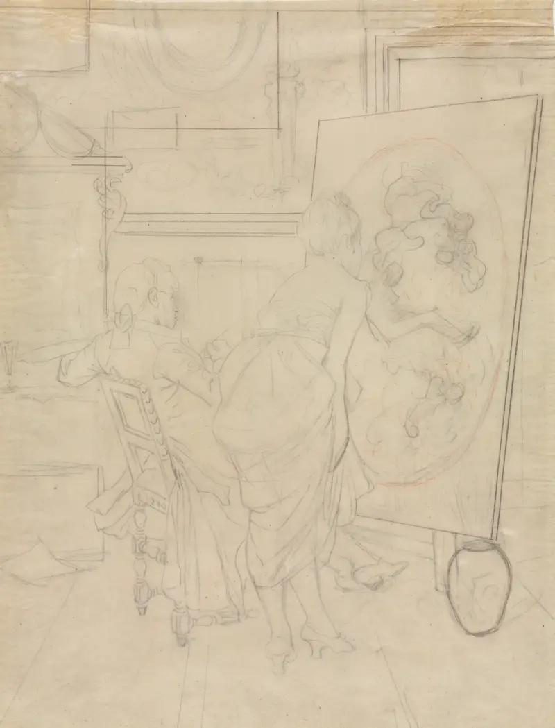 Cartoon for The Opinion of the Model av Charles Bargue