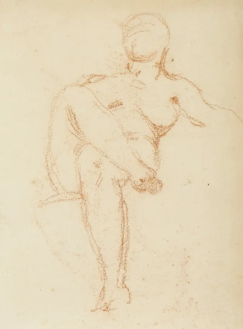 Femme nue assise, jambes croisées av Charles Chaplin