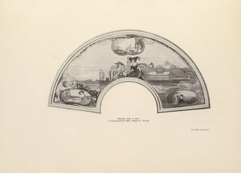 Design för en solfjäder av Charles Conder