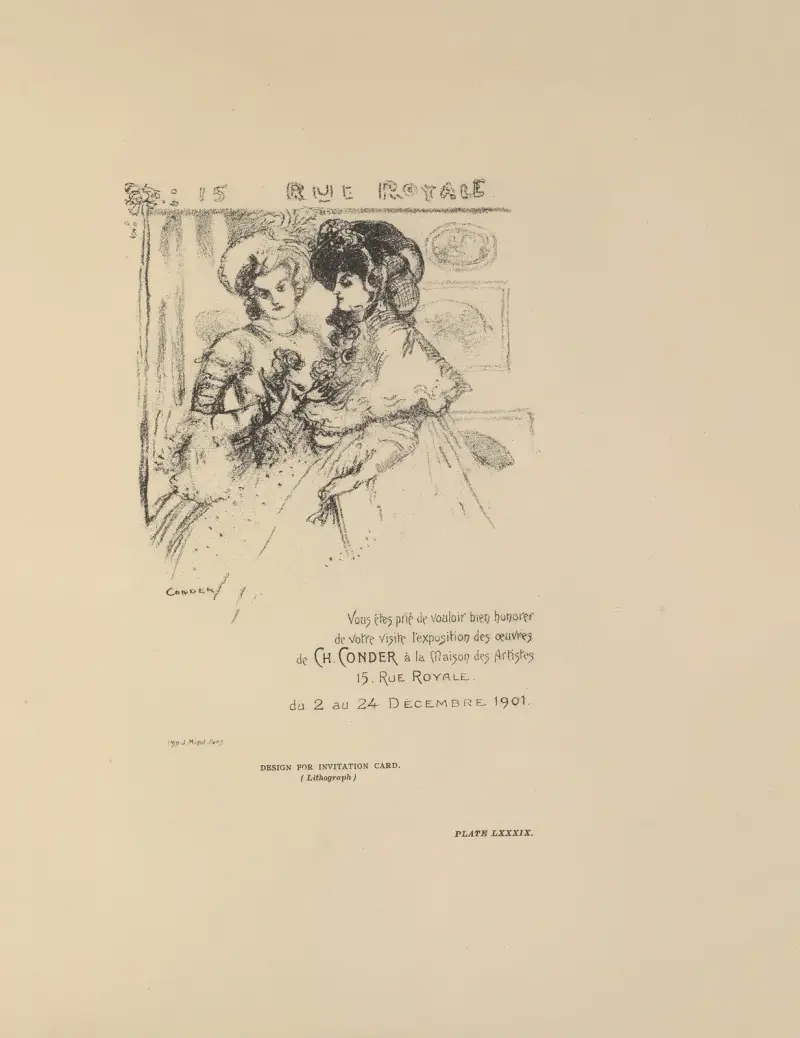 Entwurf für eine Einladungskarte von Charles Conder