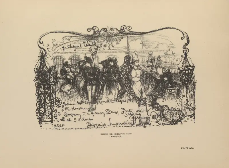 Design av inbjudningskort av Charles Conder