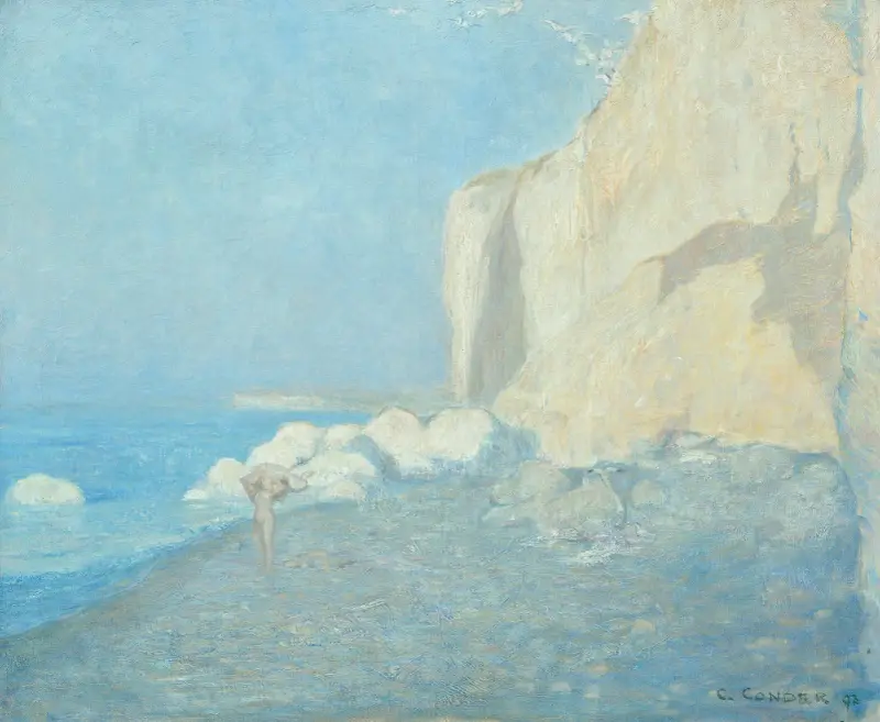Hav, blått och klippa av Charles Conder
