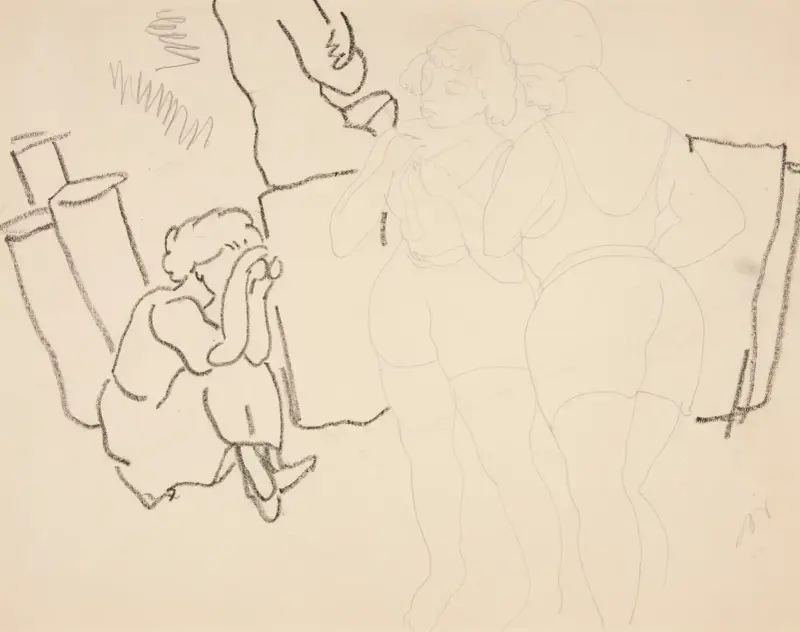 Fyra figurer på stranden, troligen i Provincetown av Charles Demuth
