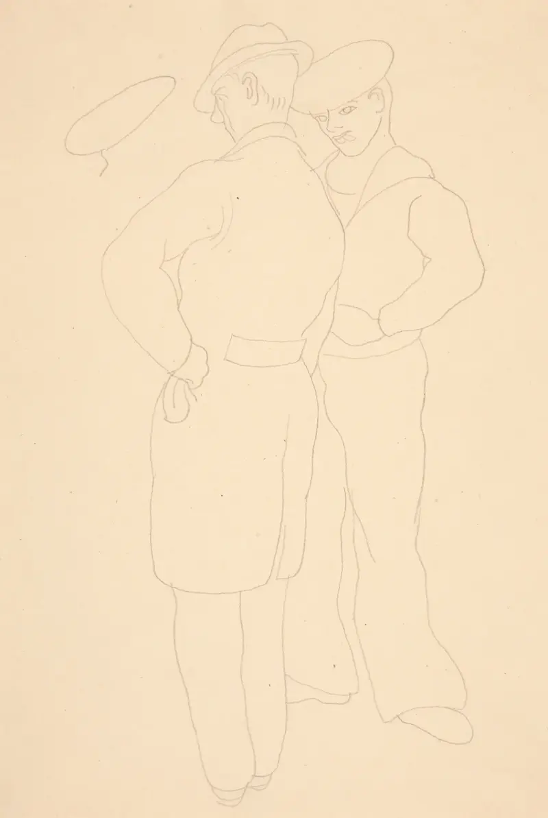 Mann mit Matrose (Studie für das Aquarell In dieser Straße, 1932) von Charles Demuth