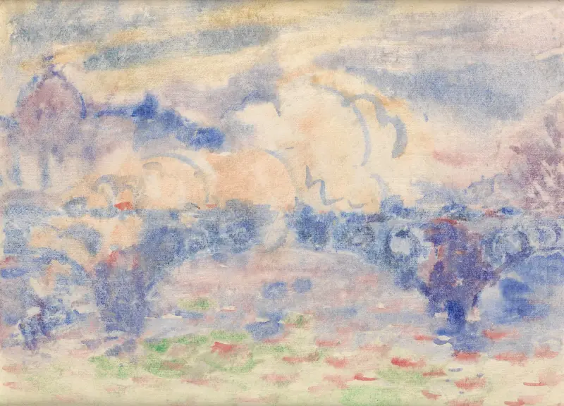 Berg med rött hus av Charles Demuth