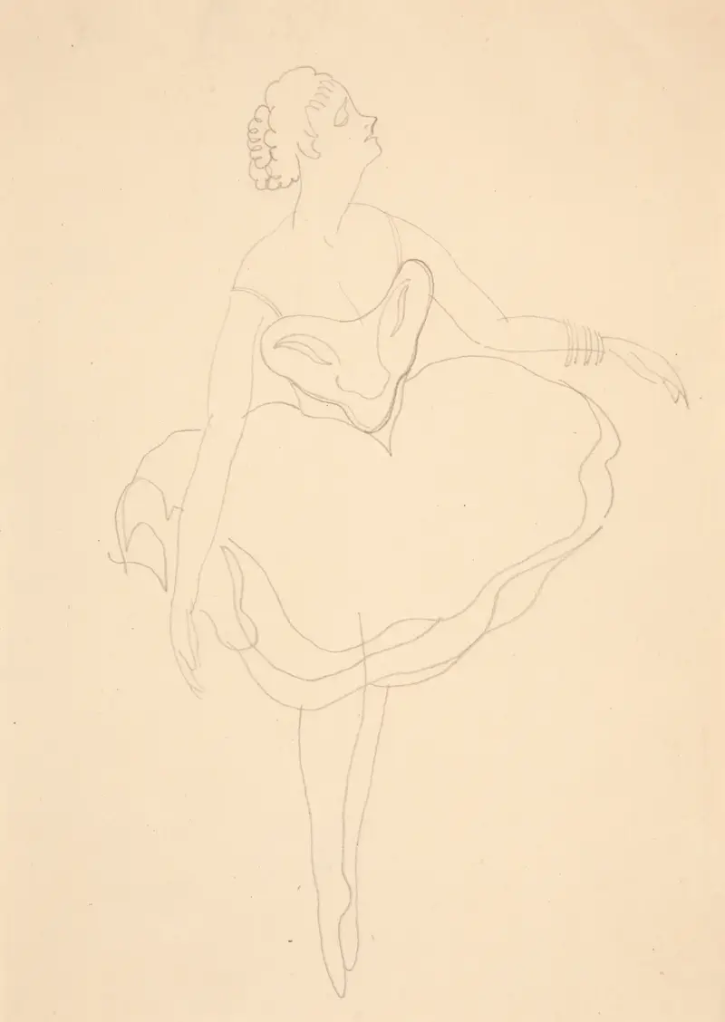 Studie till ’Kostymskiss (Bal Masque)’ av Charles Demuth