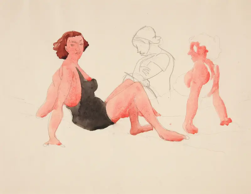 Tre kvinnor på stranden, Provincetown av Charles Demuth