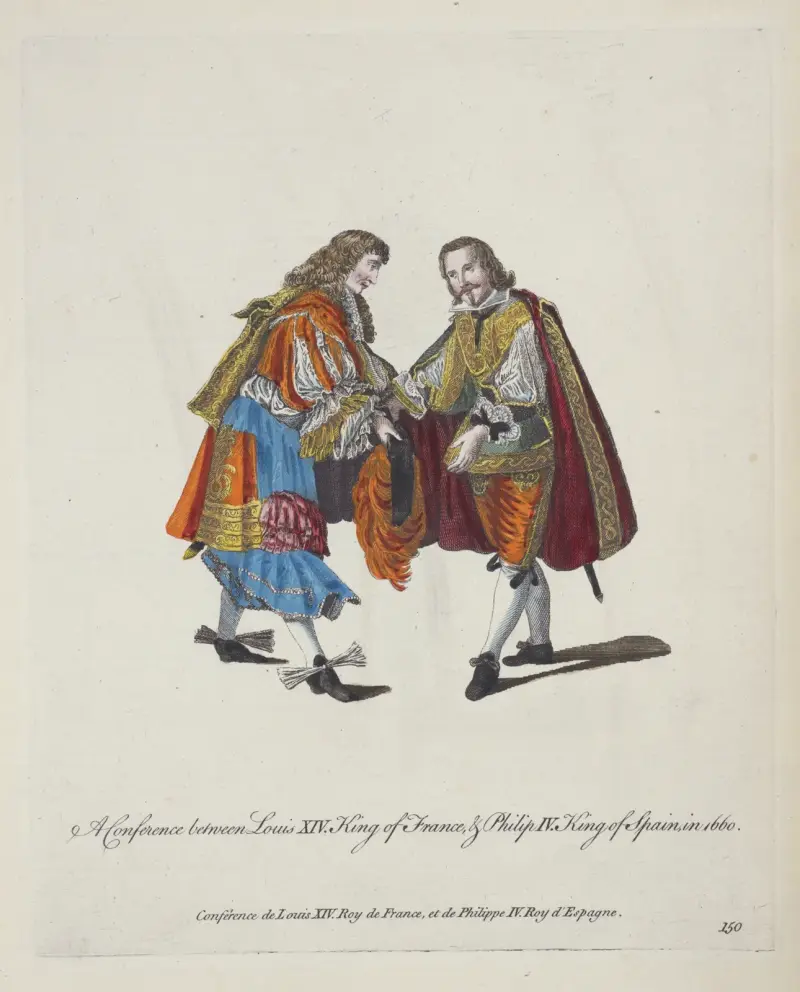 Eine Begegnung zwischen Ludwig XIV. von Frankreich und Philipp IV. von Spanien 1660 von Charles Grignion