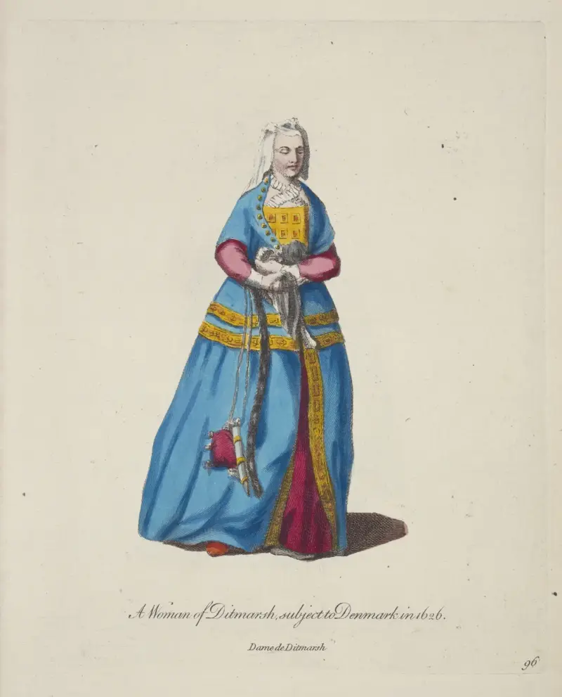 A woman of Ditmarsh subject to Denmark in 1626. Dame de Ditmarsh. av Charles Grignion