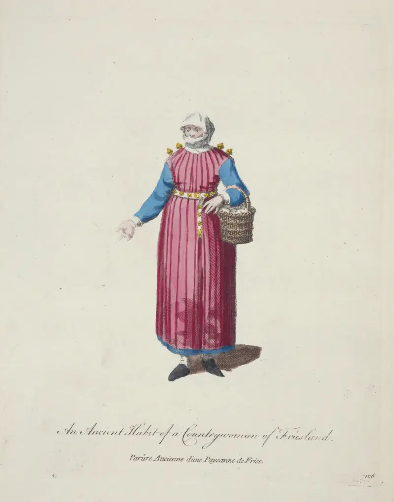 Alte Tracht einer Bäuerin aus Friesland von Charles Grignion