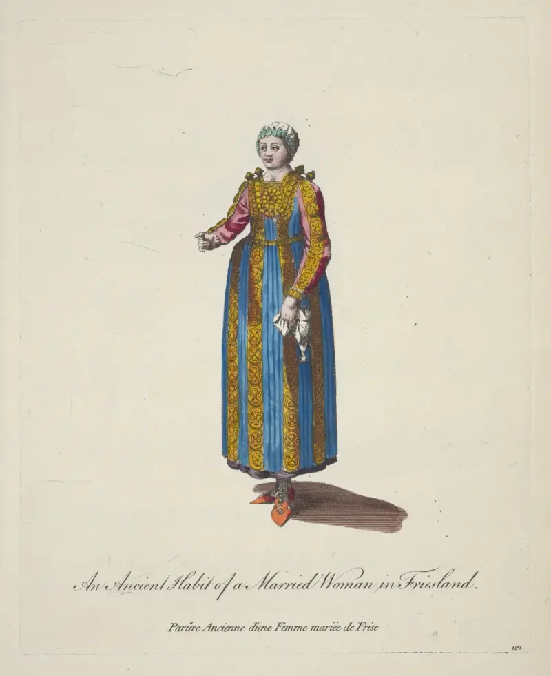 Eine alte Sitte einer verheirateten Frau in Friesland, 1757 – Nr. 1 von Charles Grignion