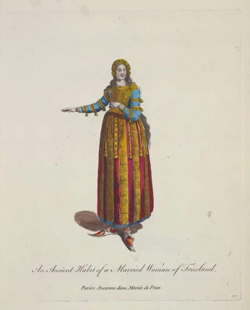 Starożytny strój zamężnej kobiety z Fryzji. Parûre ancienne d’une mariée de Frise, Charles Grignion