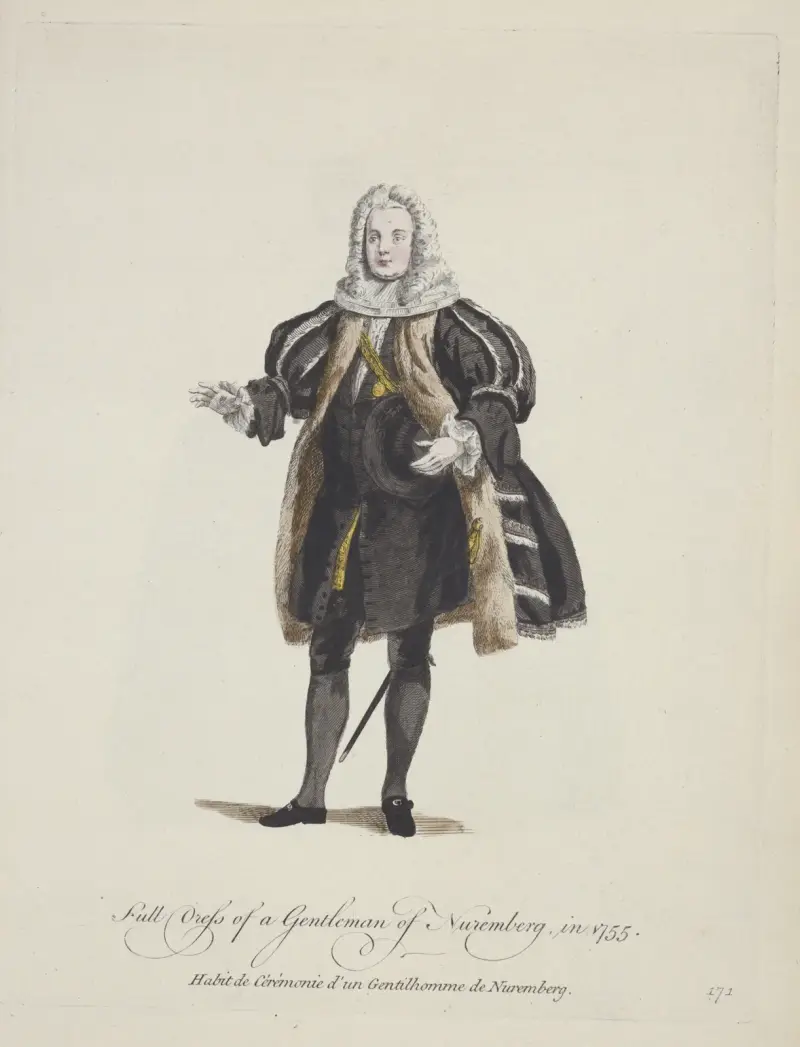 Högtidsdräkt för en herre från Nürnberg 1755 av Charles Grignion