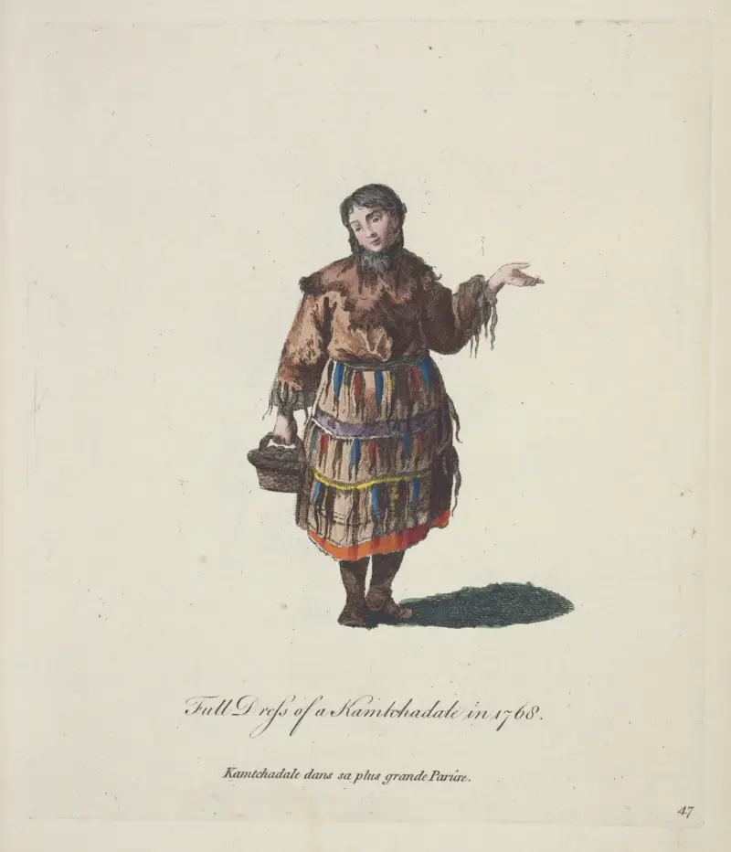 Kamtjadalsk högtidsdräkt 1768 av Charles Grignion