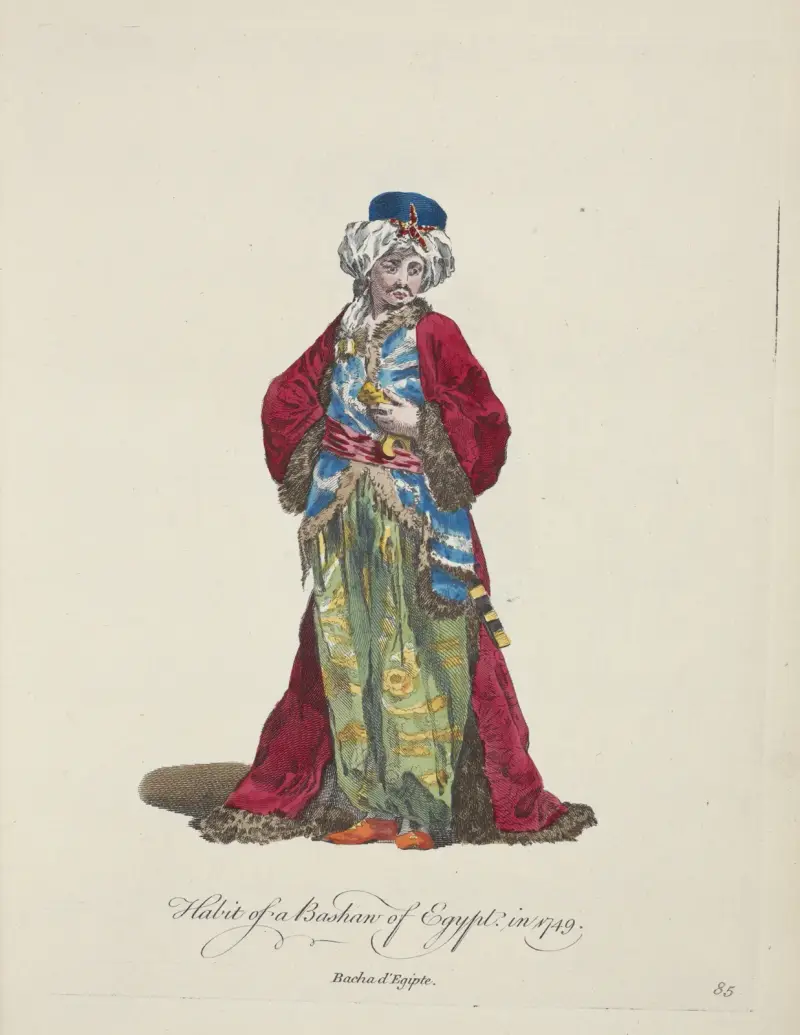 Habit of a bashaw of Egypt in 1749. Bacha d’Egipte. av Charles Grignion