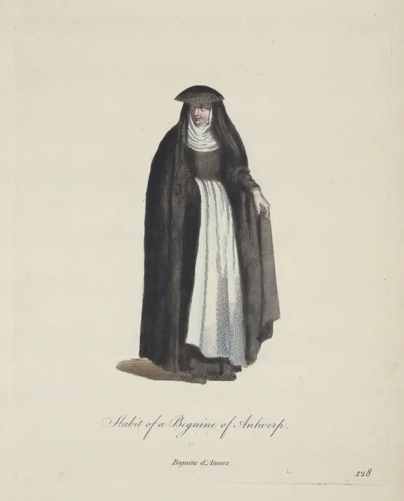 Habit of a Beguine of Antwerp. Beguine d’Anvers. av Charles Grignion