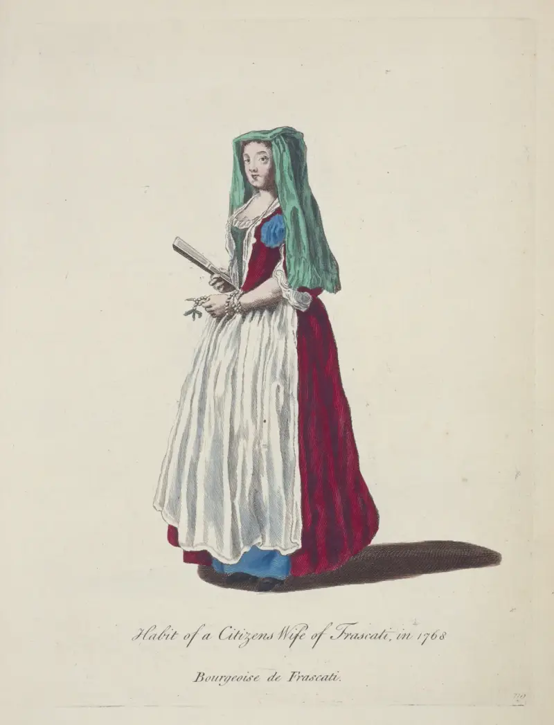 Dräkt för en borgarhustru i Frascati 1768 av Charles Grignion