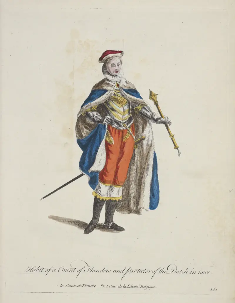 Dräkt för en greve av Flandern och beskyddare av holländarna 1582 av Charles Grignion