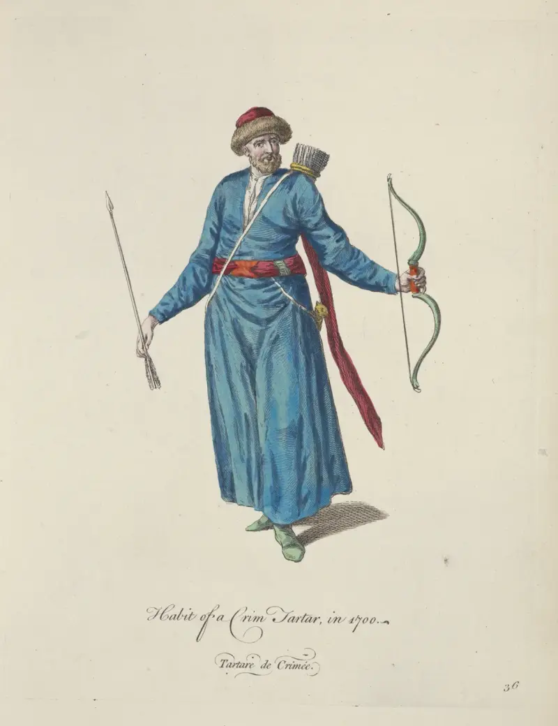 Oblečení krymského Tatara, 1700, Charles Grignion
