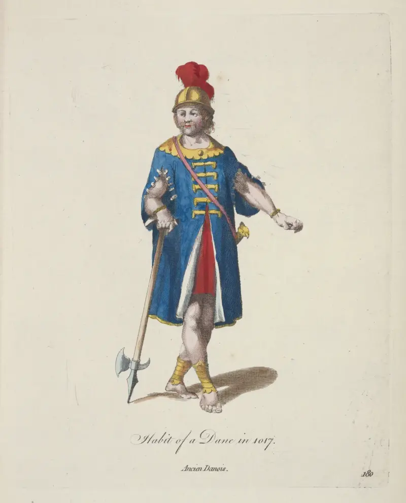 Dräkt från Danmark 1017. Forndansk. av Charles Grignion