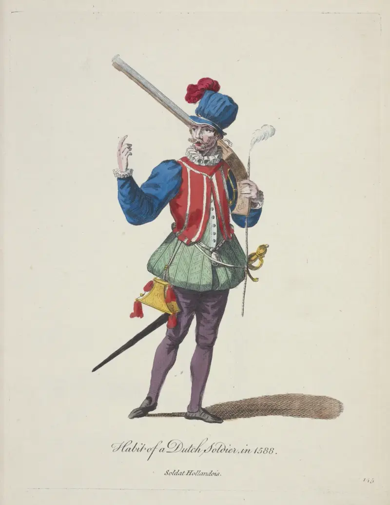 Strój holenderskiego żołnierza z 1588, Charles Grignion