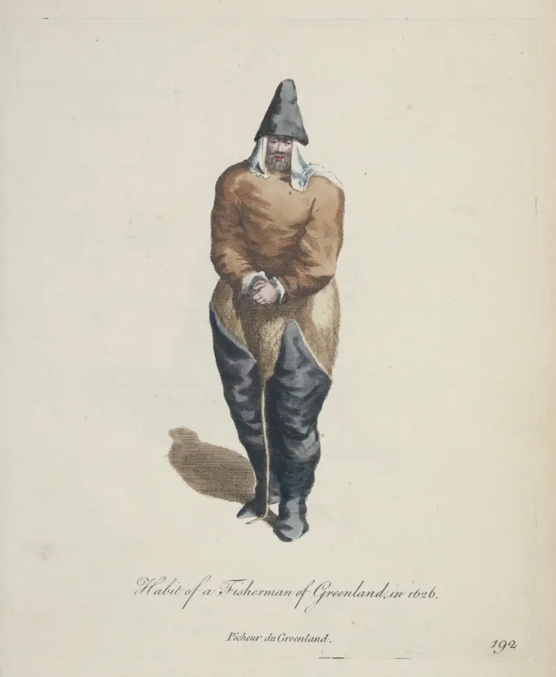 Grönländischer Fischer in Tracht von 1626 von Charles Grignion