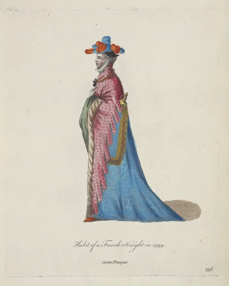 Habit of a French knight in 1399. Comte Français. av Charles Grignion