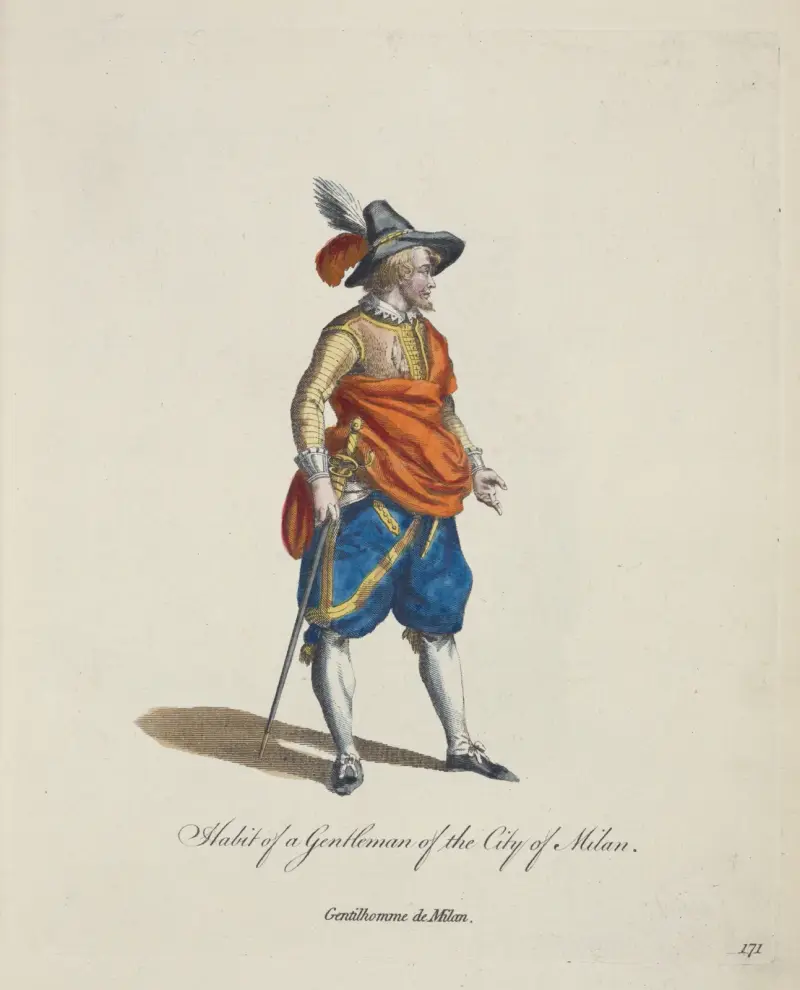 Strój mediolańskiego szlachcica. Gentilhomme de Milan., Charles Grignion