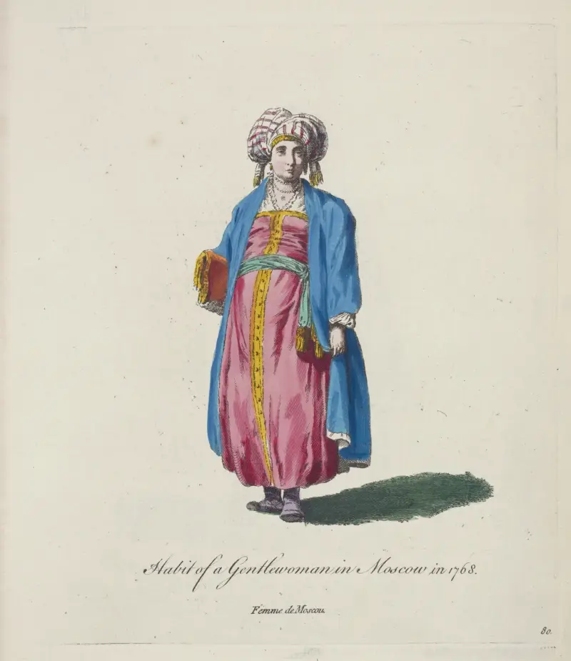 Tracht einer Dame in Moskau 1768. Femme de Moscou. von Charles Grignion