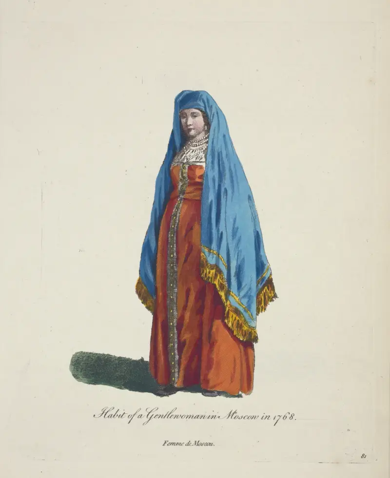 Tracht einer Dame in Moskau 1768. Femme de Moscou von Charles Grignion