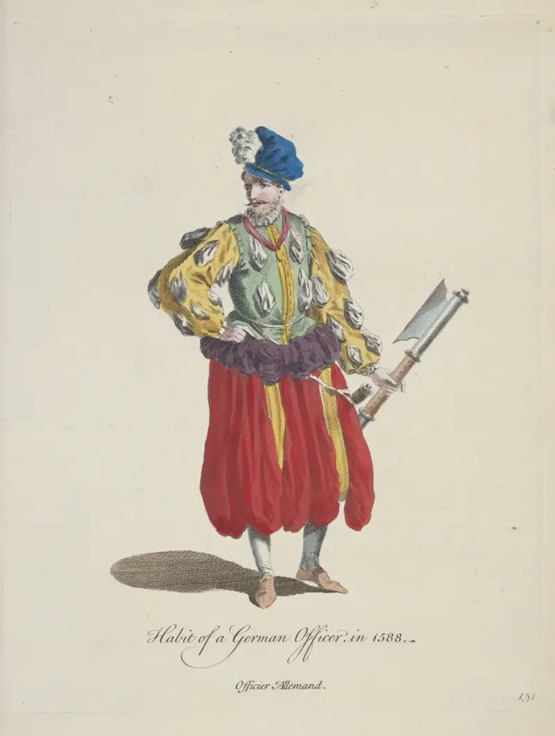 Tysk officers dräkt 1588 av Charles Grignion