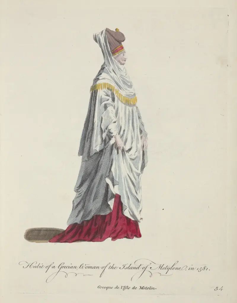 Strój greckiej kobiety z wyspy Metylene w 1581 roku, Charles Grignion