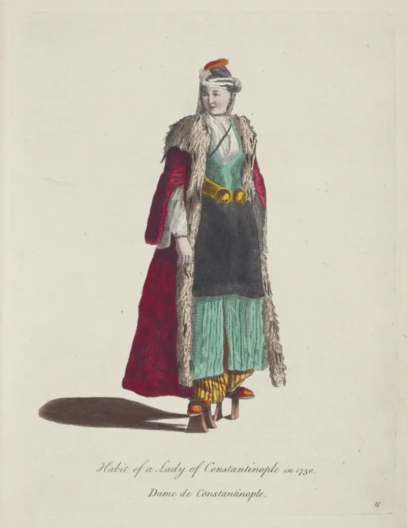 Habit of a lady of Constantinople in 1750. Dame de Constantinople. av Charles Grignion
