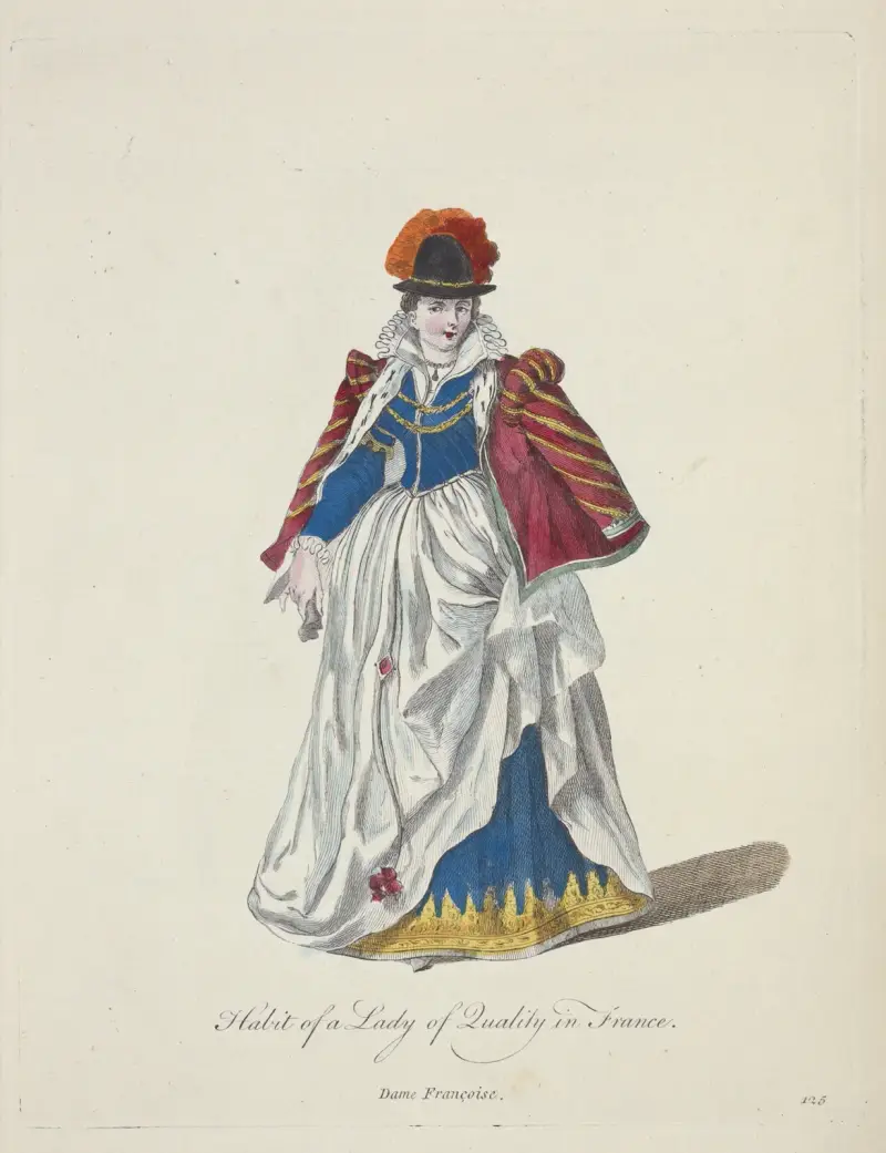 Tracht einer Dame von Stand in Frankreich. Dame Françoise von Charles Grignion