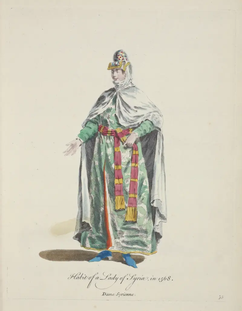 Tracht einer Dame aus Syrien 1568. Dame Syrienne. von Charles Grignion