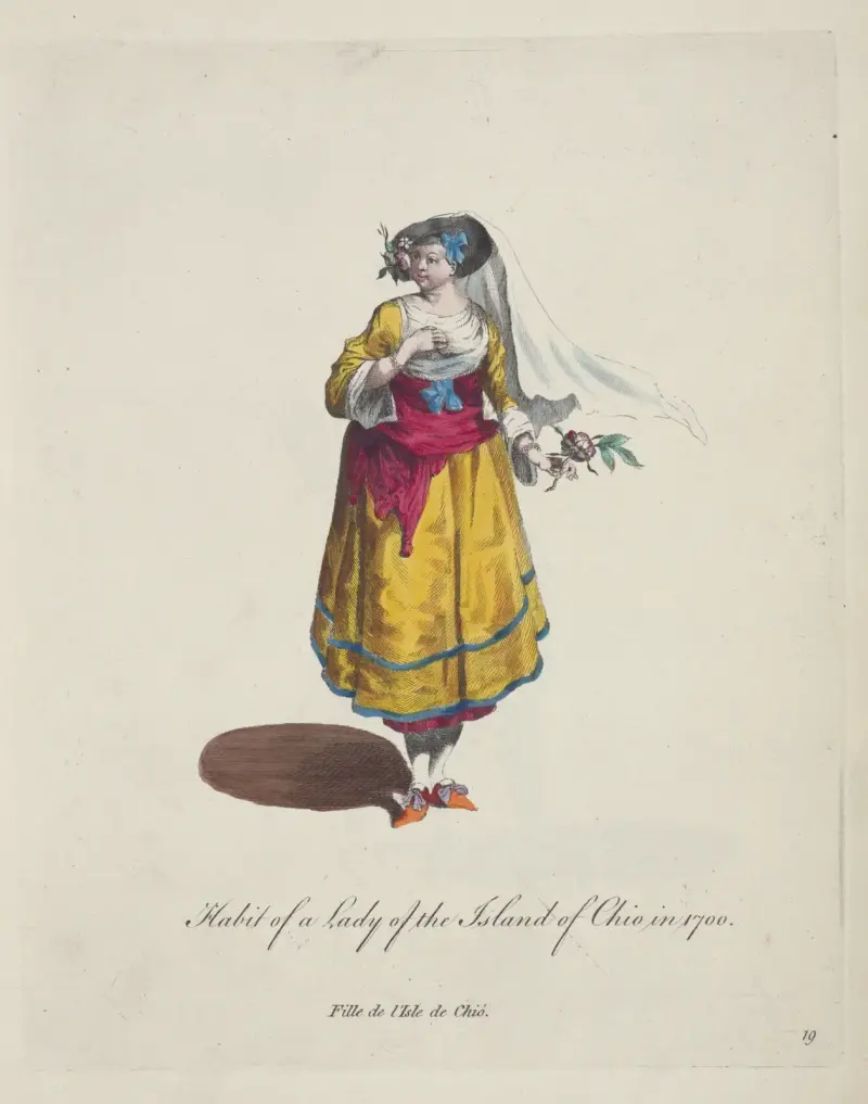 Tracht einer Dame von der Insel Chios im Jahr 1700 von Charles Grignion