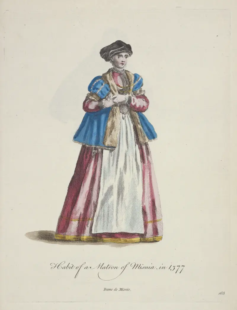 Habit of a matron of Misnia is 1577. Dame de Misnie., Charles Grignion