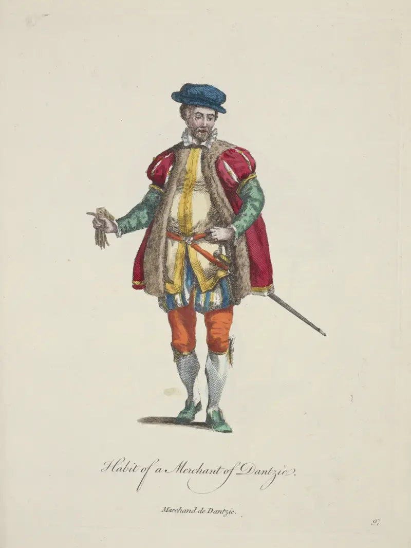 Habit of a merchant of Dantzic. Marchand de Dantzic. av Charles Grignion