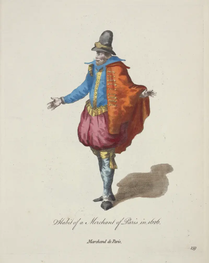 Die Tracht eines Pariser Kaufmanns im Jahr 1626 von Charles Grignion