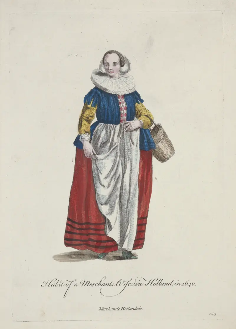 Holländsk köpmannafrus dräkt 1640 av Charles Grignion