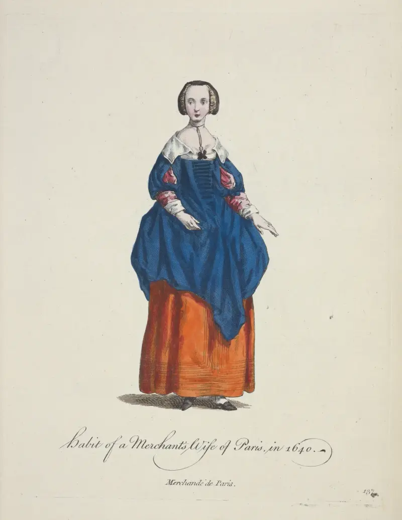 Strój żony paryskiego kupca z 1640 roku, Charles Grignion