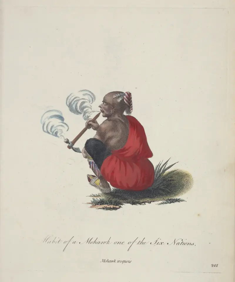 Habit of a Mohawk one of the Six Nations. Mohawk iroquois. av Charles Grignion
