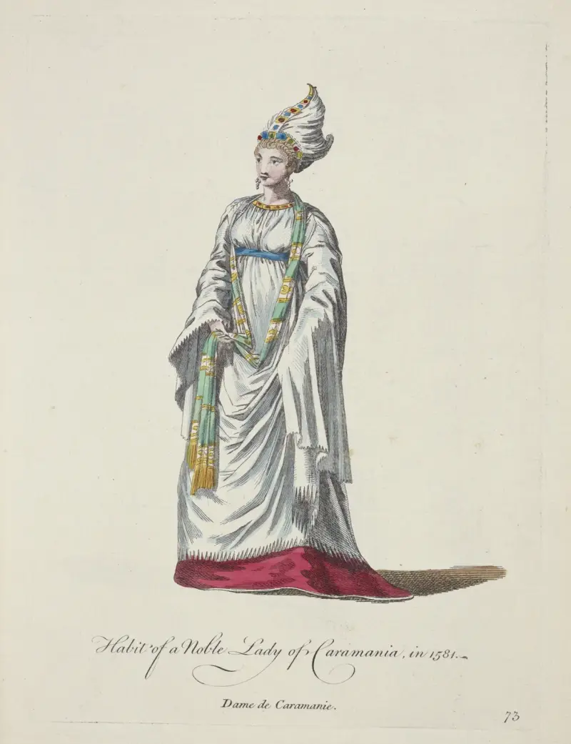 Tracht einer adligen Dame aus Karamanien im Jahr 1581. Dame de Caramanie von Charles Grignion
