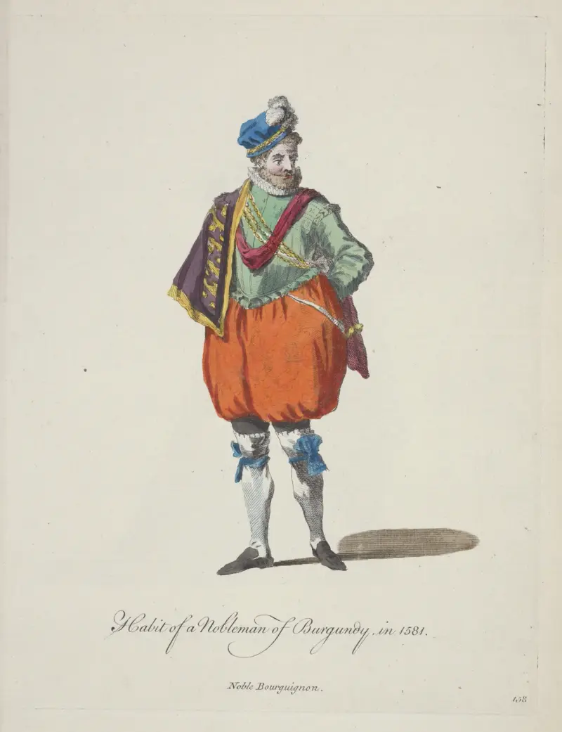 Tracht eines burgundischen Adligen im Jahr 1581 von Charles Grignion