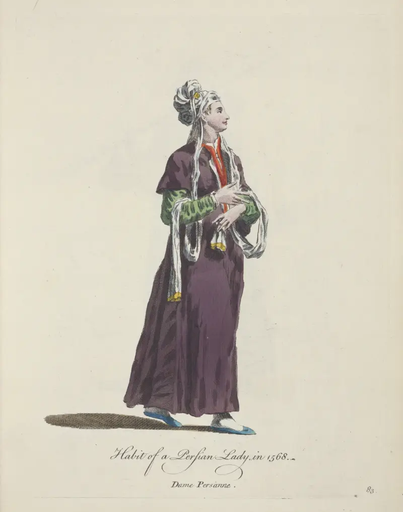 Tracht einer persischen Dame im Jahr 1568. Dame Persanne von Charles Grignion