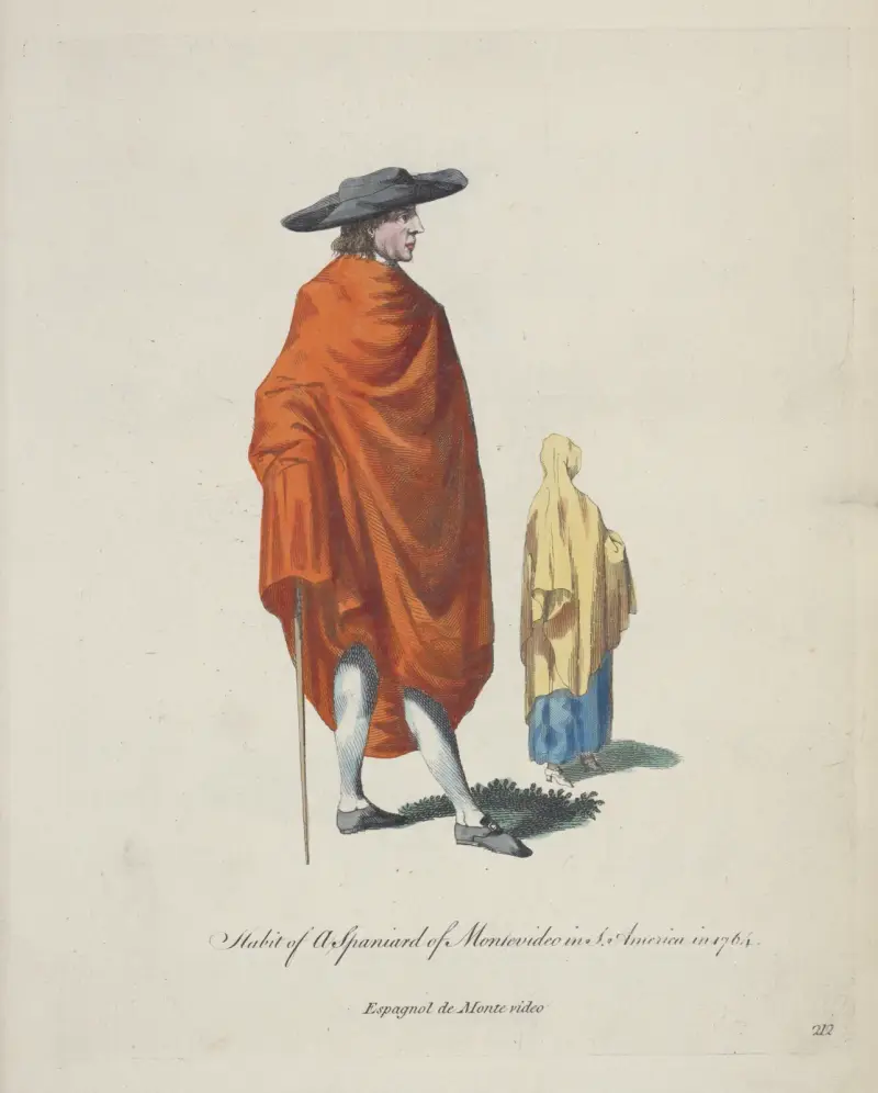Tracht eines Spaniers aus Montevideo in Südamerika im Jahr 1764 von Charles Grignion