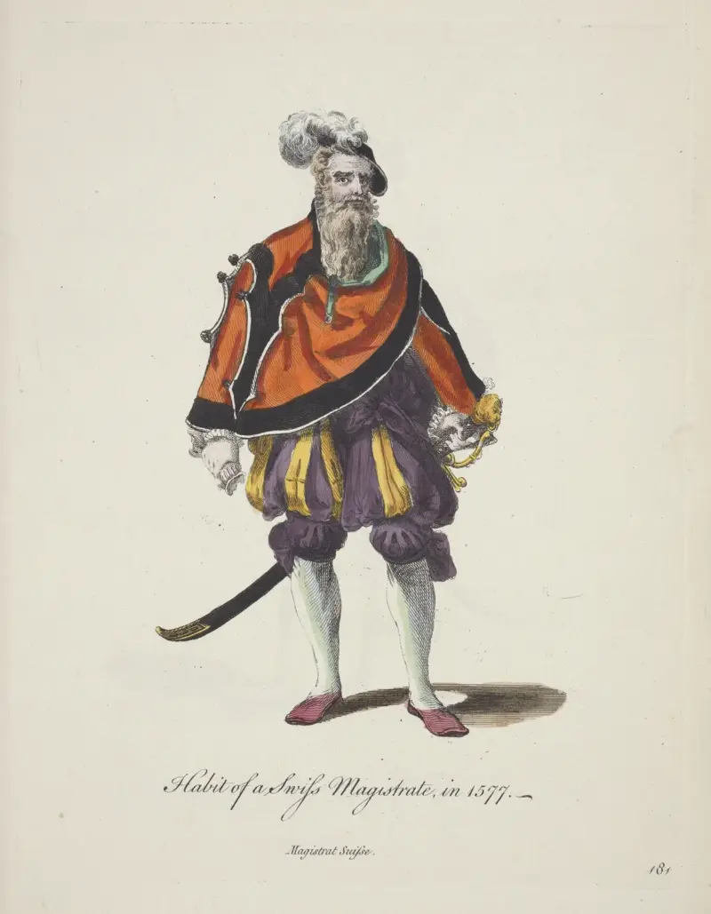 Schweizisk domares dräkt 1577 av Charles Grignion