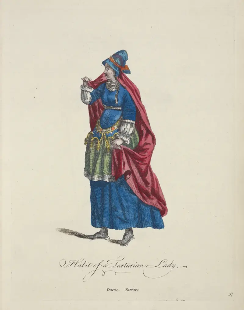 Dräkt av en tartarisk dam. Dame Tartare av Charles Grignion